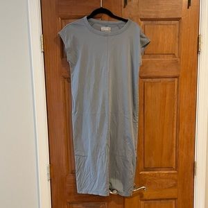 Everlane, cap sleeve midi dress, blue-gray. Size S.